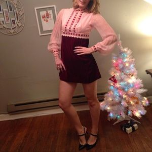 Vintage sixties red velvet babydoll - fits S/4